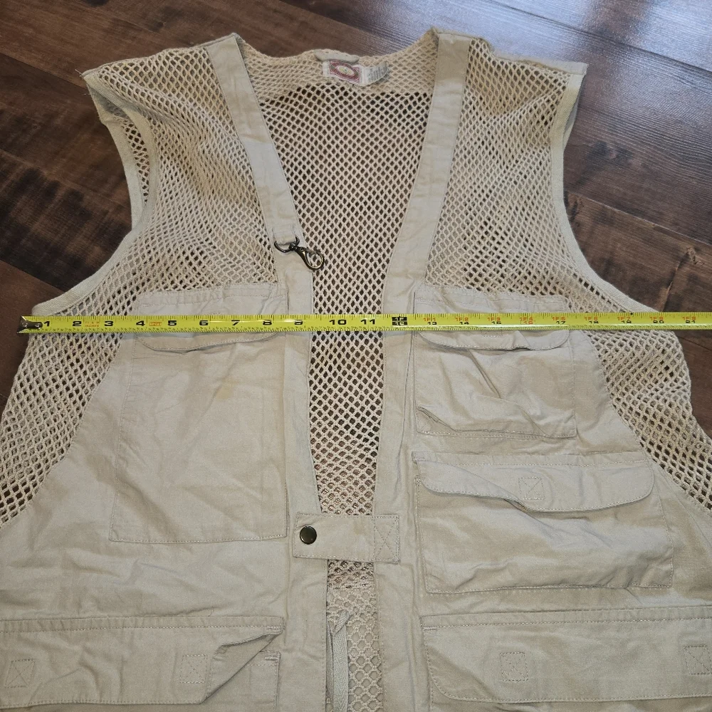 Vintage Safari Fishing Vest Khaki [Large] Pockets Sportsman Outdoorsman Camping